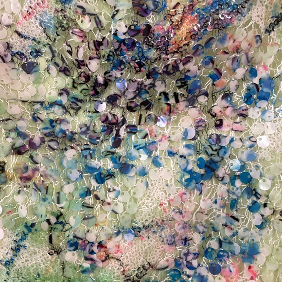 Elie tahari neon lime floral full sequin skirt side zip in Sz 4 - Picture 4 of 5